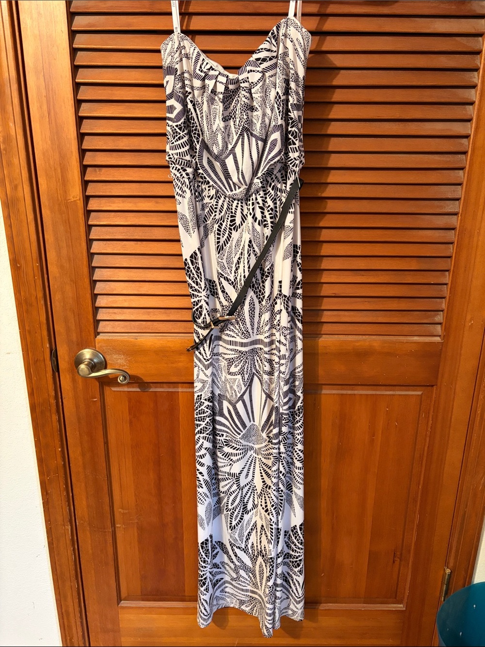 Bisou Bisou Black and White Strapless Printed Maxi Dress